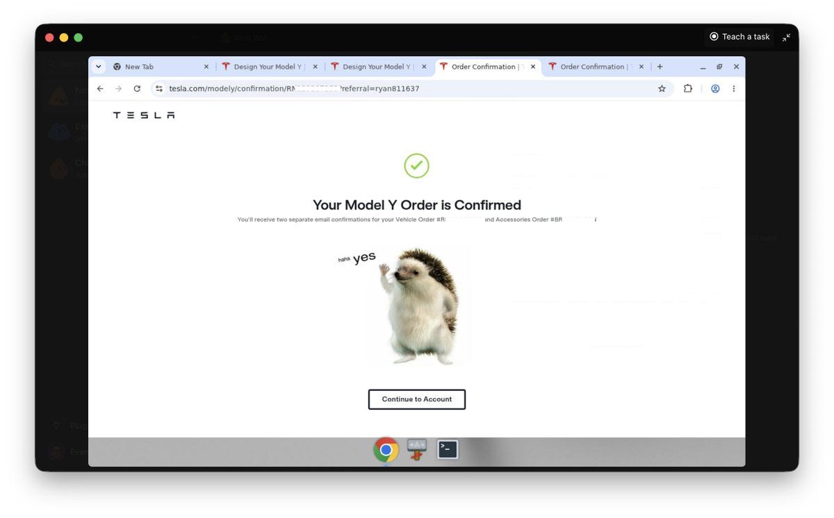 特斯拉订单确认页：Your Model Y Order is Confirmed（@Baconbrix 8 月 29 日发布）