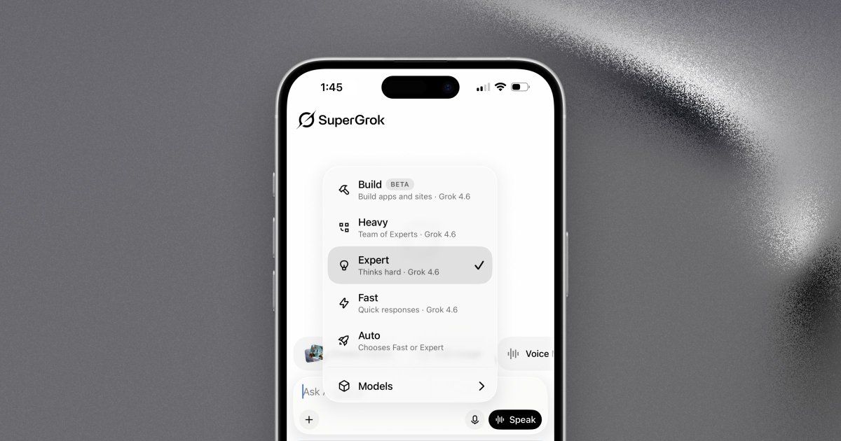 SuperGrok 界面中的 Grok 4.6 入口