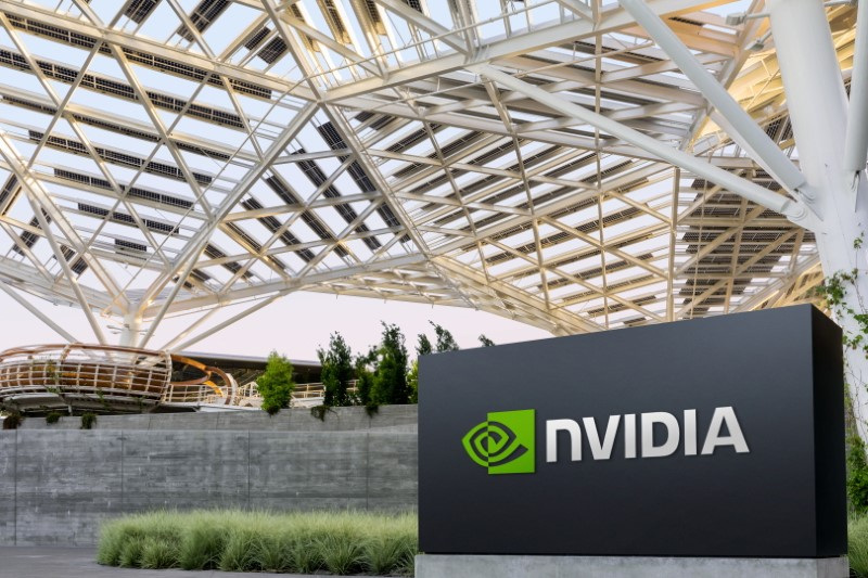 Nvidia 位于加州圣克拉拉总部的公司标识