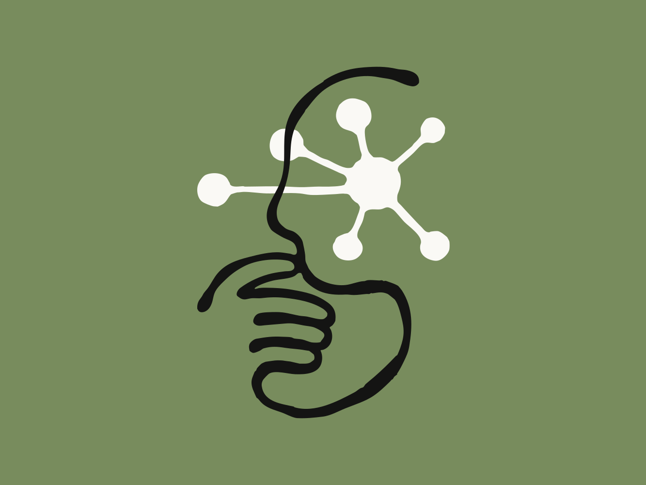 Anthropic 科学家支持公告的官方插图：侧脸轮廓与分子/神经网络符号