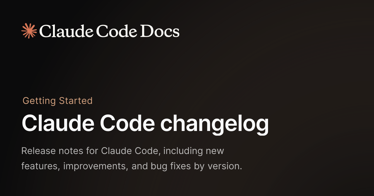 Claude Code 文档 changelog 页面的卡片，标题为 Claude Code changelog