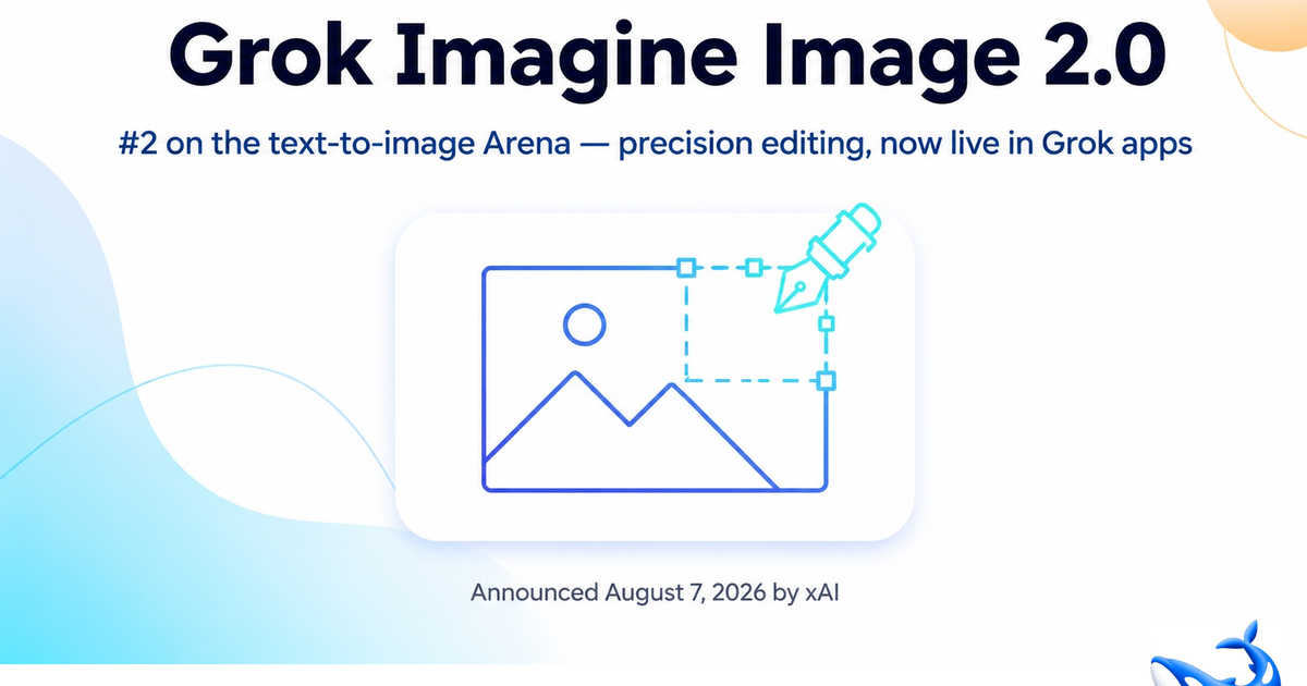 Grok Imagine Image 2.0 发布公告：Arena 排名第二，主打精准编辑，8 月 7 日由 xAI 发布