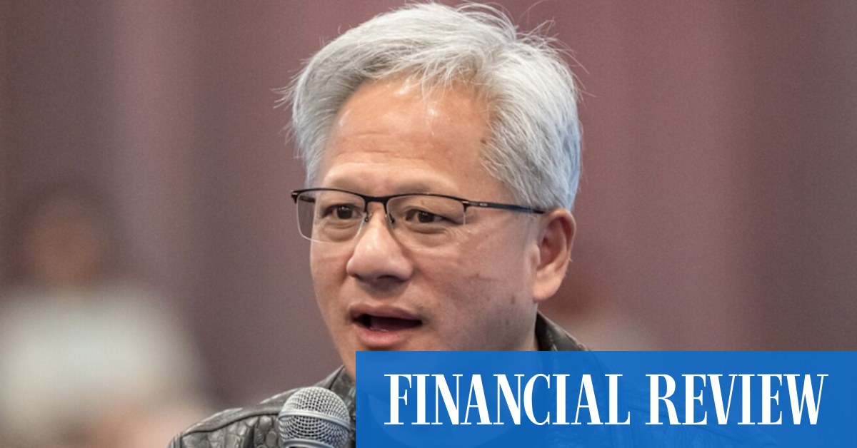 英伟达 CEO 黄仁勋在台上讲话（图：Financial Review）
