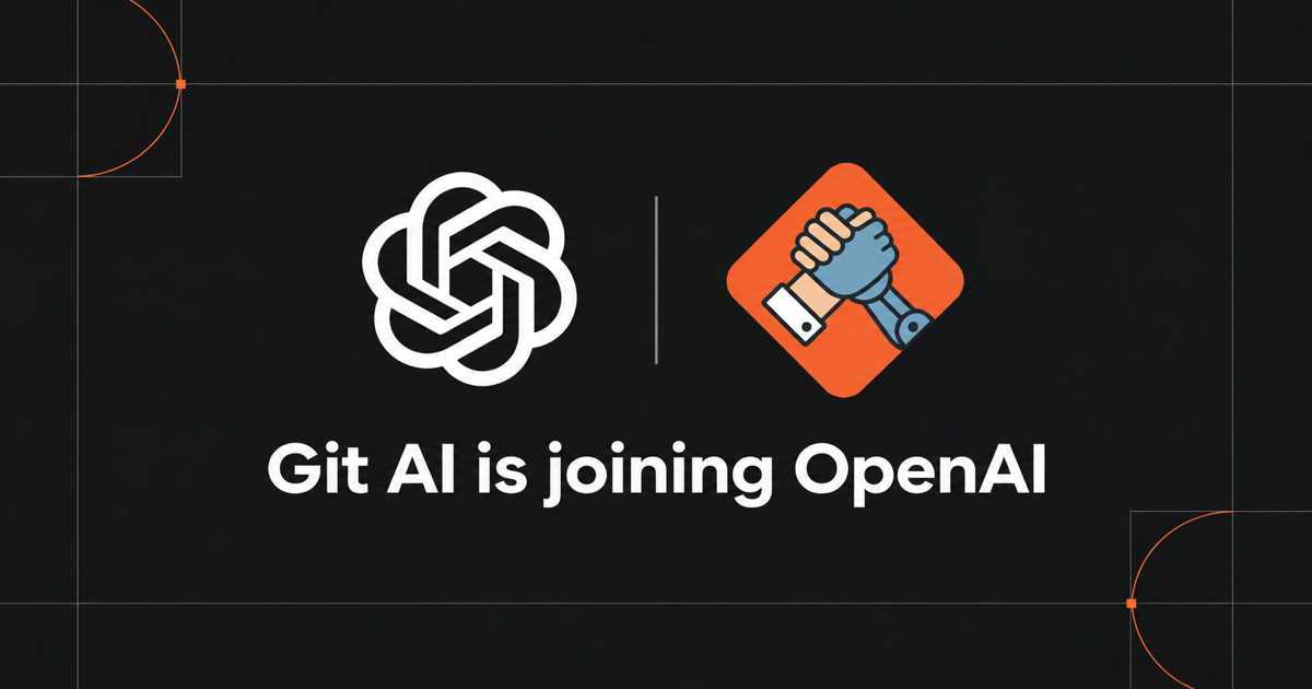Git AI 的公告图：OpenAI 与 Git AI 的标识并排，配文「Git AI is joining OpenAI」