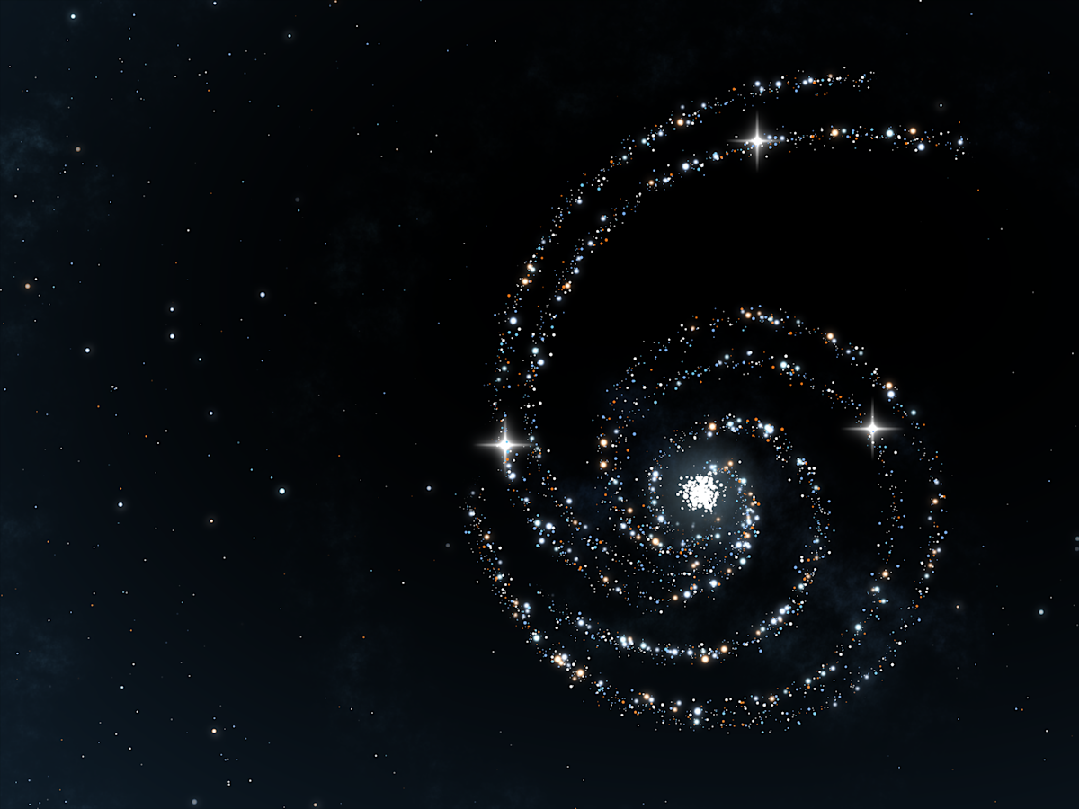 GPT-6 Astra 官方发布页主视觉：深空背景中由数千光点构成的螺旋星图