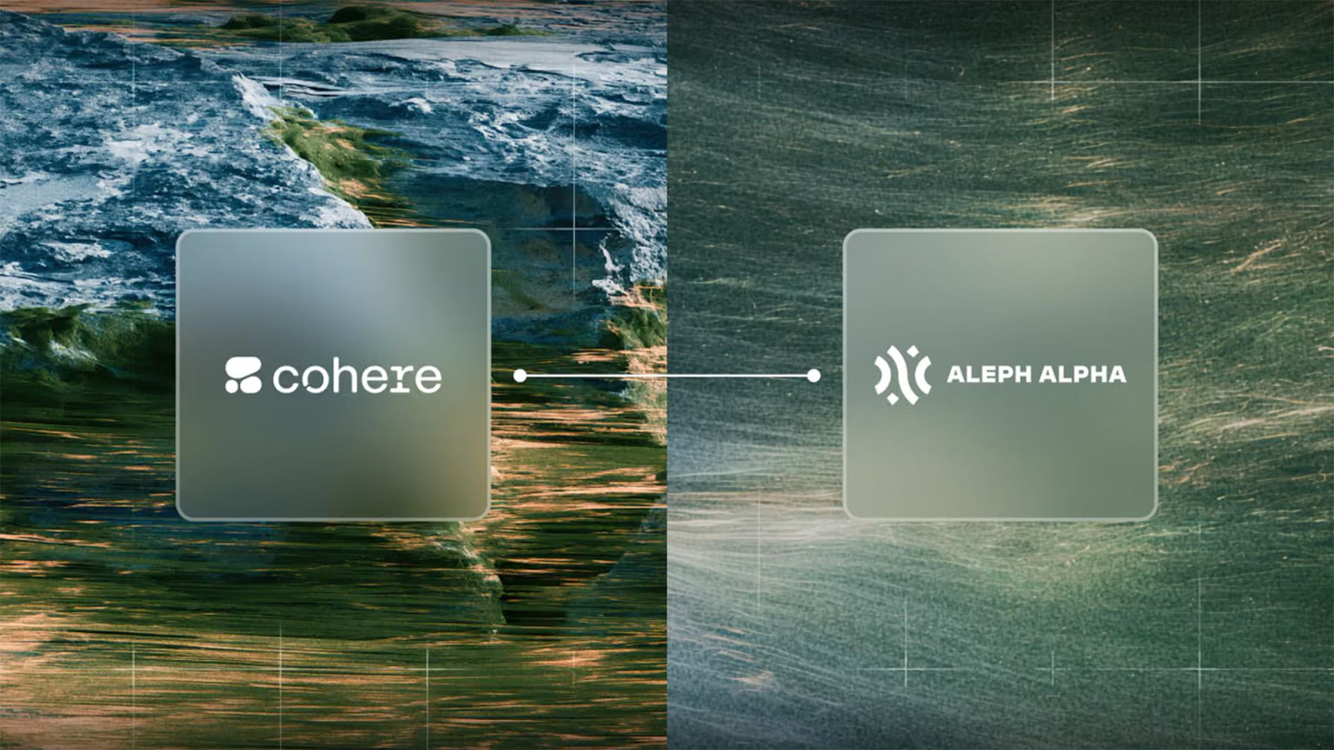 Cohere 与 Aleph Alpha 的标志并列展示，中间由一条连线相连