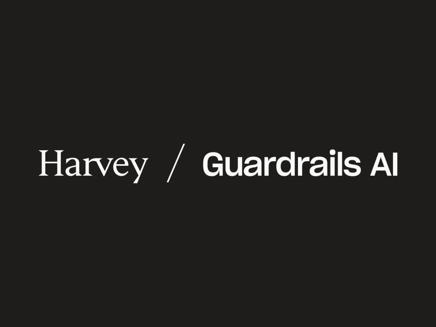 Harvey 与 Guardrails AI 收购公告横幅，两家公司字标并排