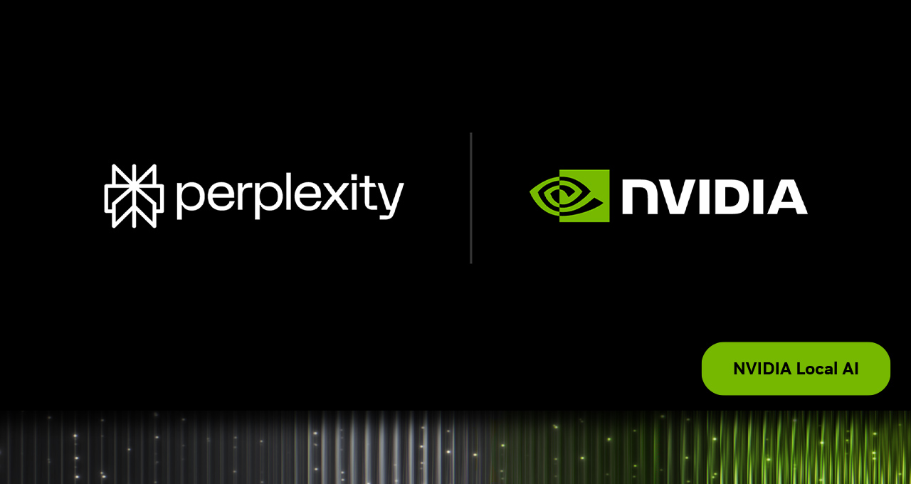 Perplexity 与 NVIDIA Local AI 联合品牌横幅，出自 NVIDIA 本地 AI 博客的 Portable Computer 发布条目