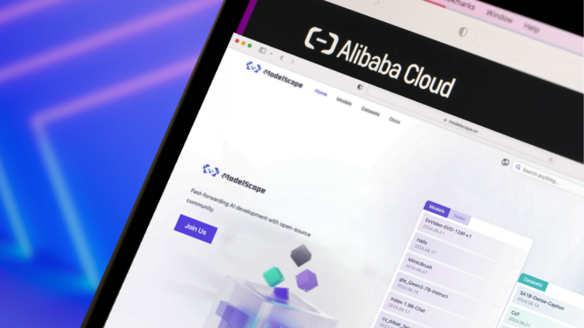 Alibaba Cloud 博客中展示的 ModelScope 网页界面