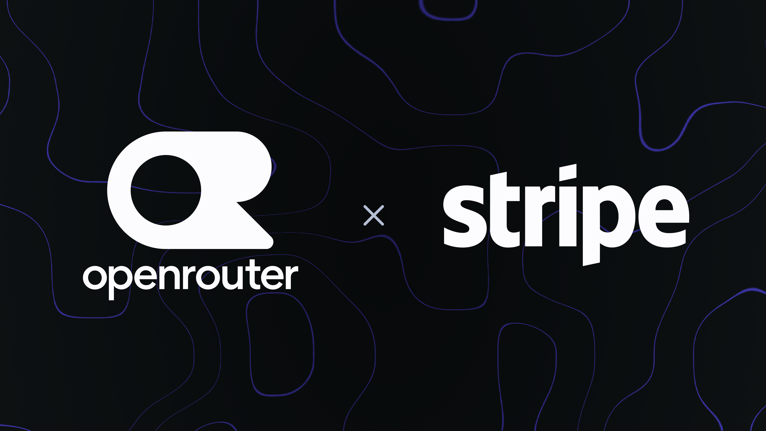 OpenRouter 与 Stripe 联合公告图，两家公司标识并排，中间以 × 相连