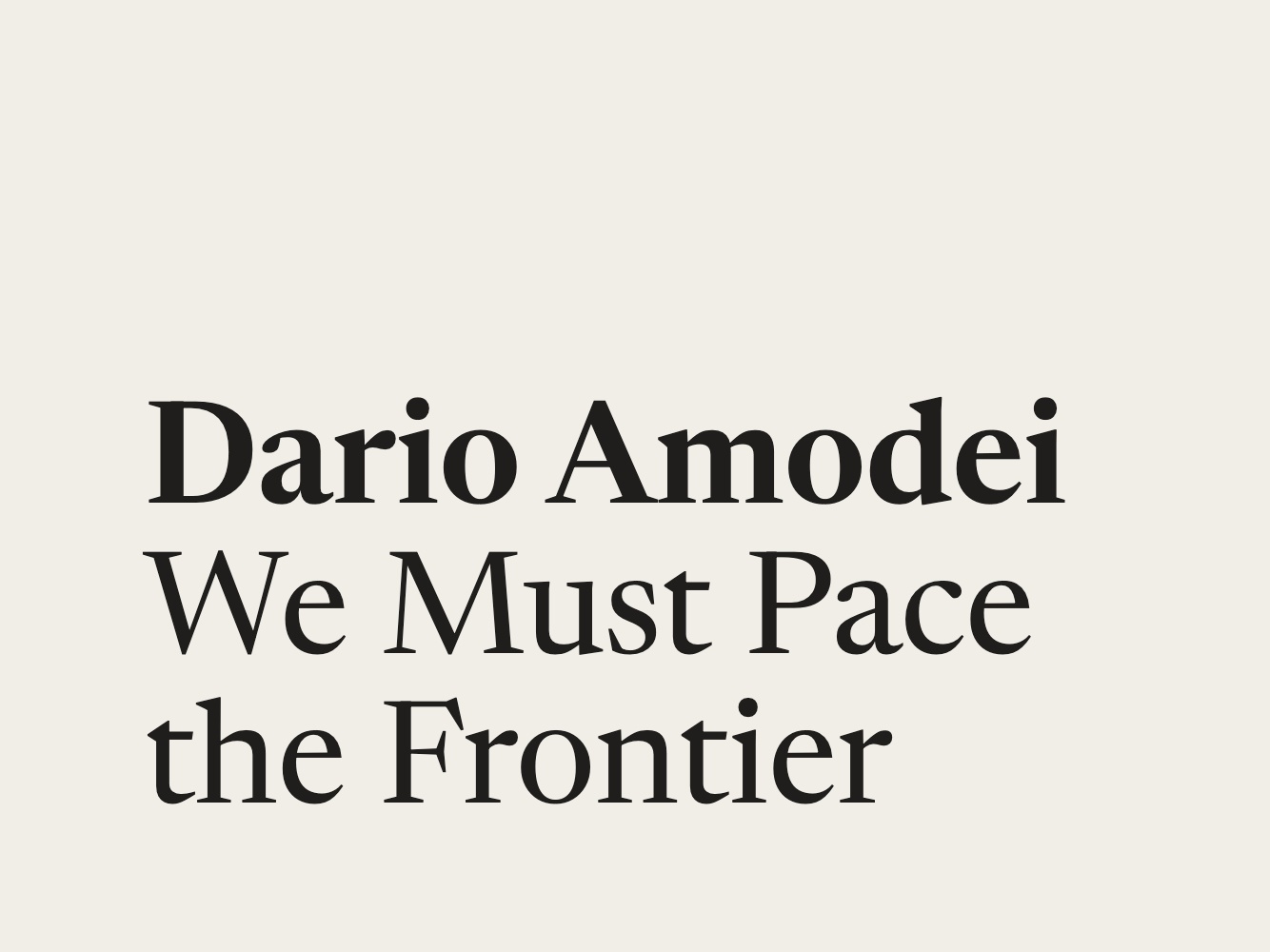 Dario Amodei 文章《We Must Pace the Frontier》的题图
