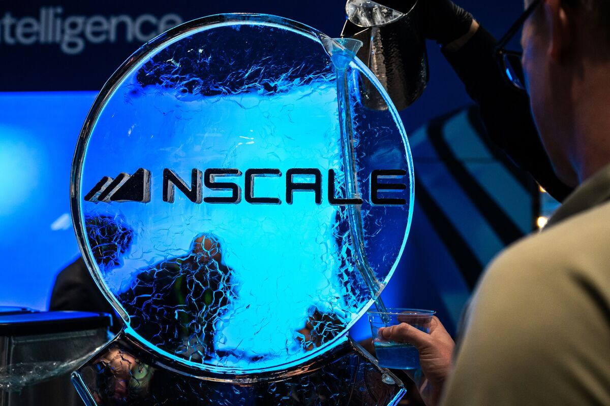 Nscale 品牌冰雕，摄于英伟达 GTC 大会现场