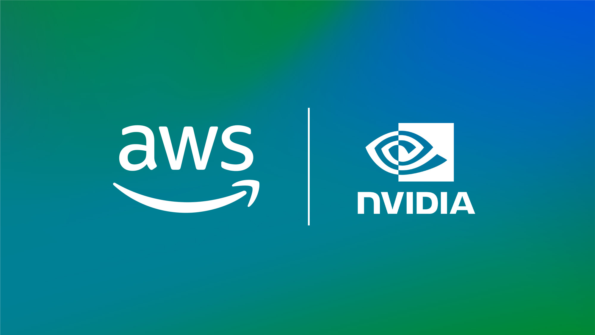 AWS 与 NVIDIA 联合公告配图：左侧为 AWS 标识，右侧为 NVIDIA 标识