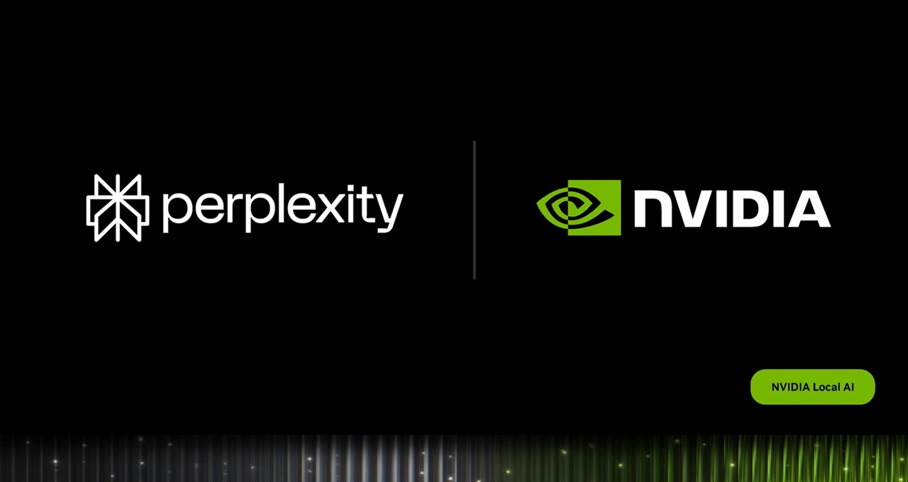 NVIDIA 官方博客配图：Perplexity 与 NVIDIA 的标志并列，右下角标注 NVIDIA Local AI