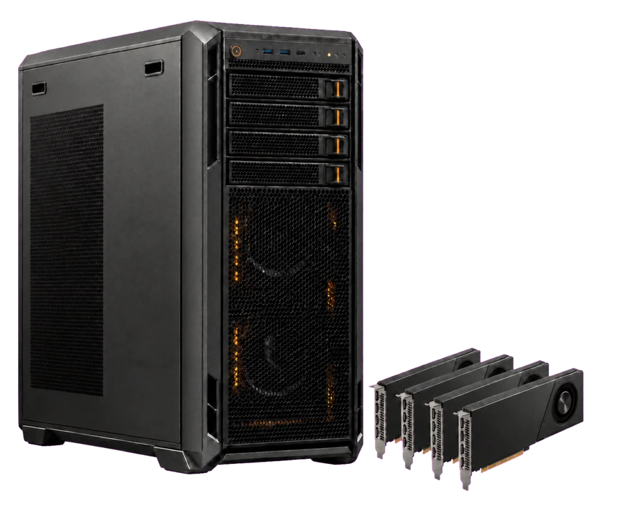 Prima 博客配图：GPU 工作站与四张 A4000 显卡