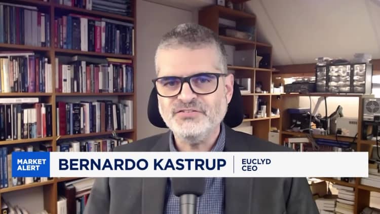 CNBC 画面中的 Bernardo Kastrup，画面标注其身份为 Euclyd CEO