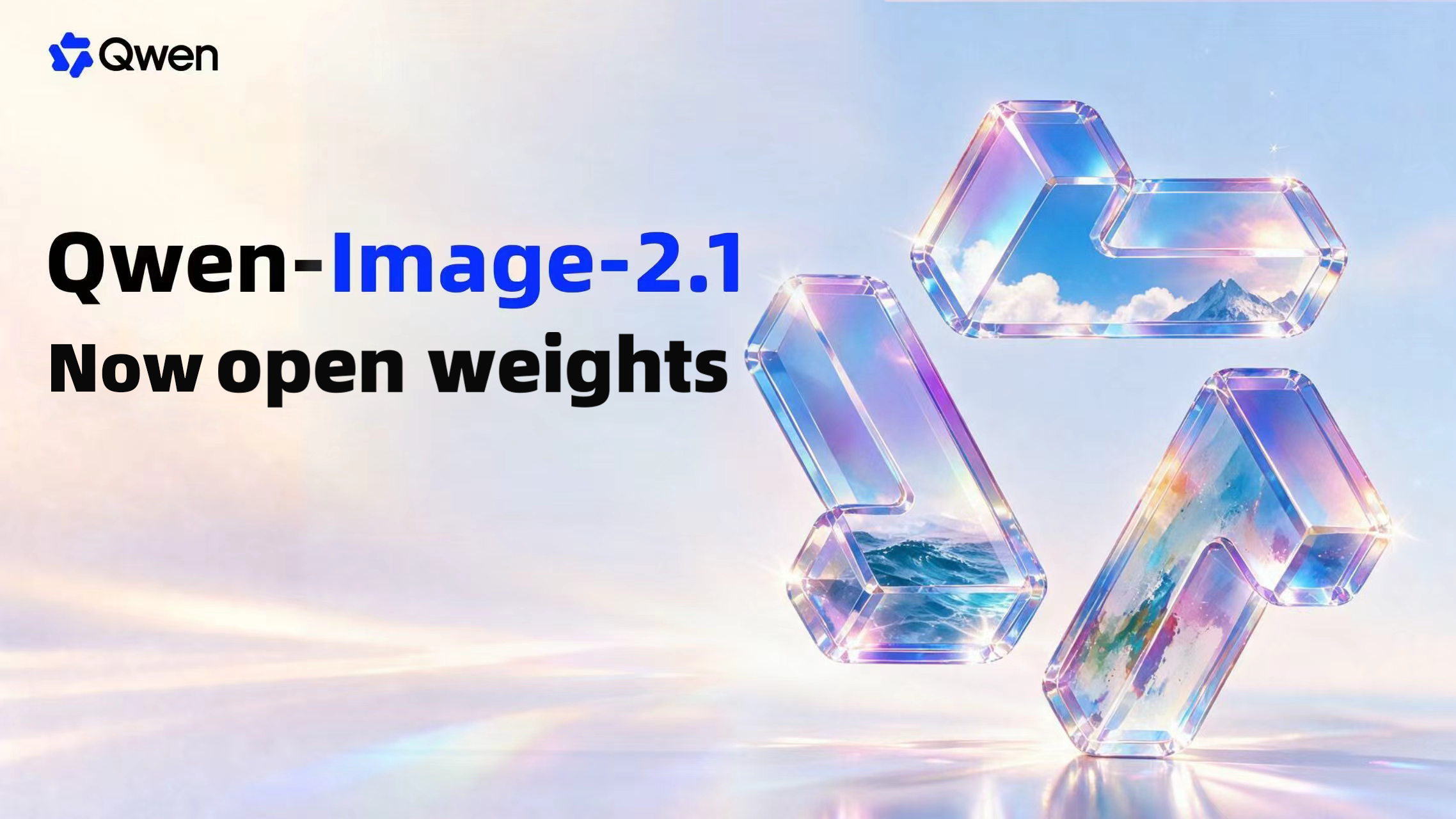 Qwen 官方博客发布的 Qwen-Image-2.1 开放权重公告横幅