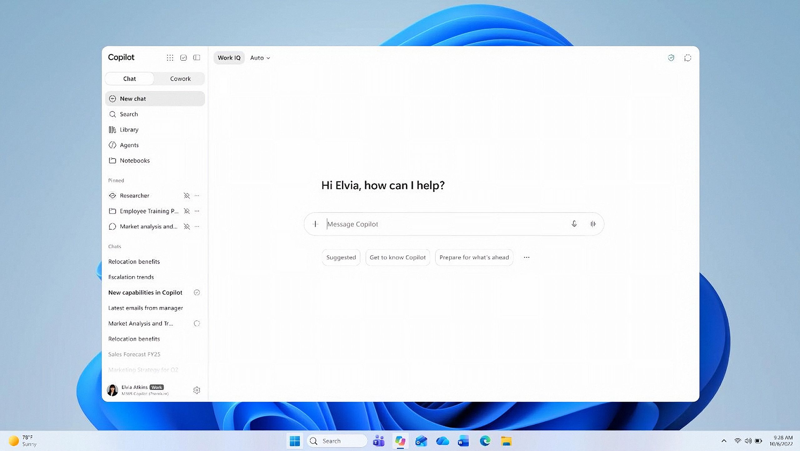 统一后的 Microsoft Copilot 应用界面截图