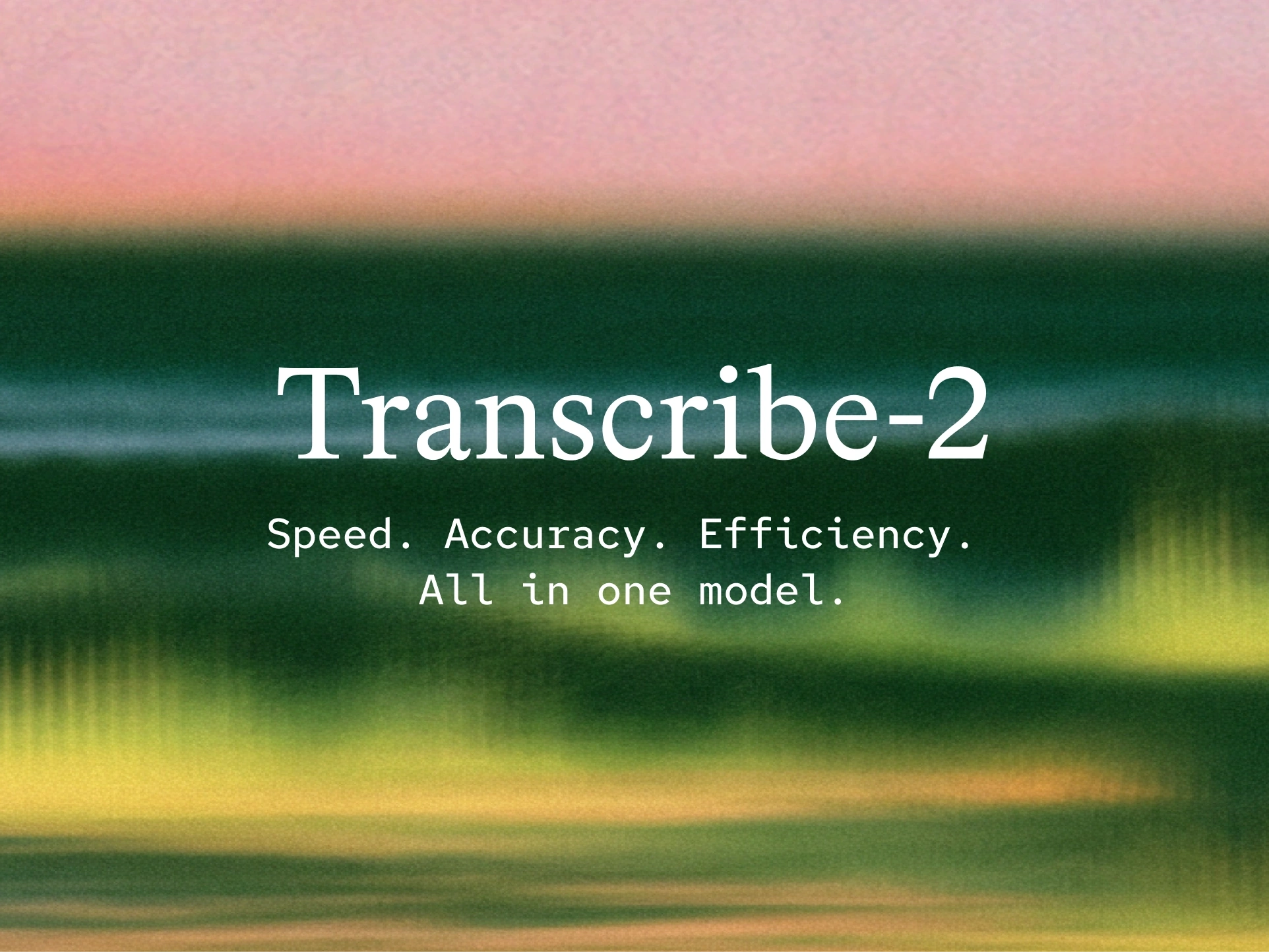 微软 MAI-Transcribe-2 发布主视觉，标语为“速度、准确、效率，集于一模型”