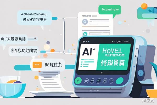 36氪报道《豆包酒店抽佣12%争议》头图：AI助手与酒店预订服务相结合的示意插画