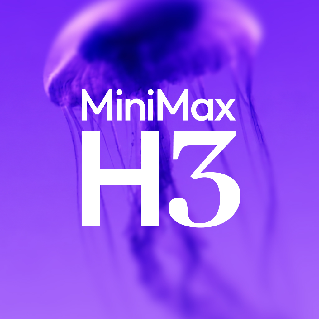 MiniMax 官方 H3 开源公告题图，画面为品牌视觉与 "MiniMax H3" 字样