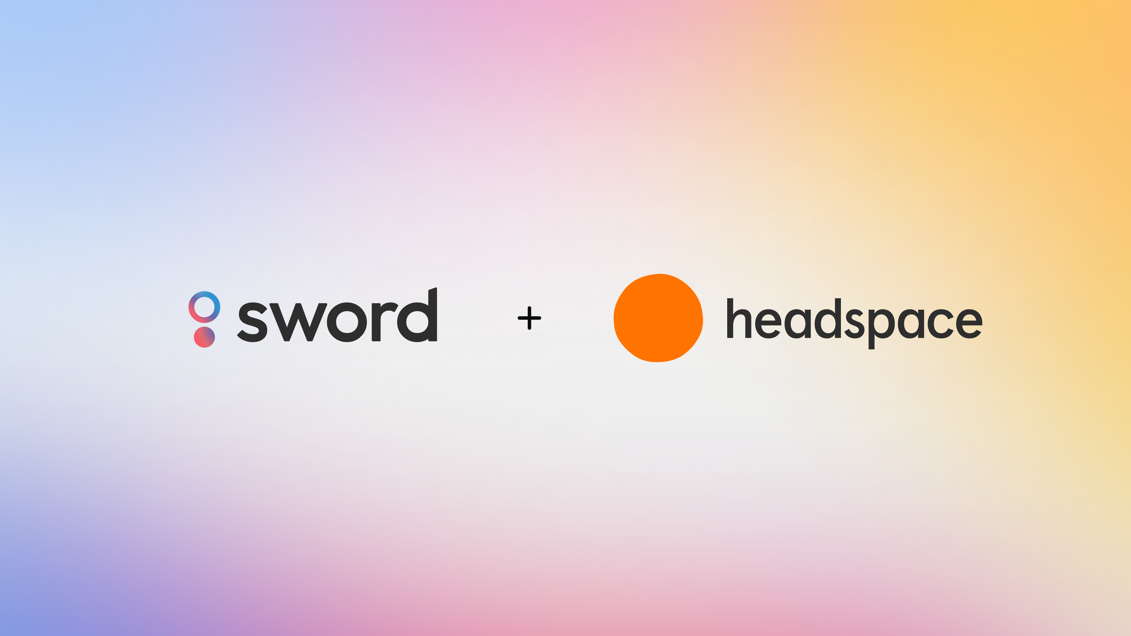 Sword 与 Headspace 的品牌标识并列出现在渐变背景上